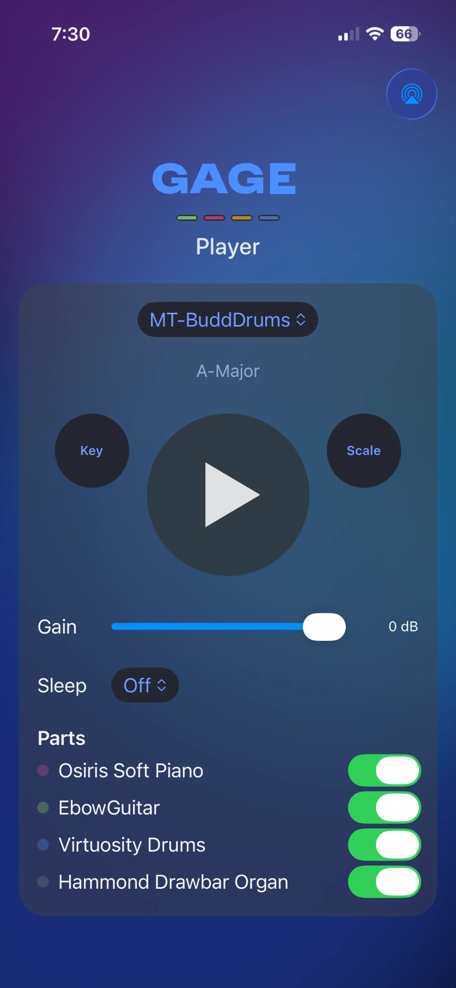 GAGE Player on iPhone