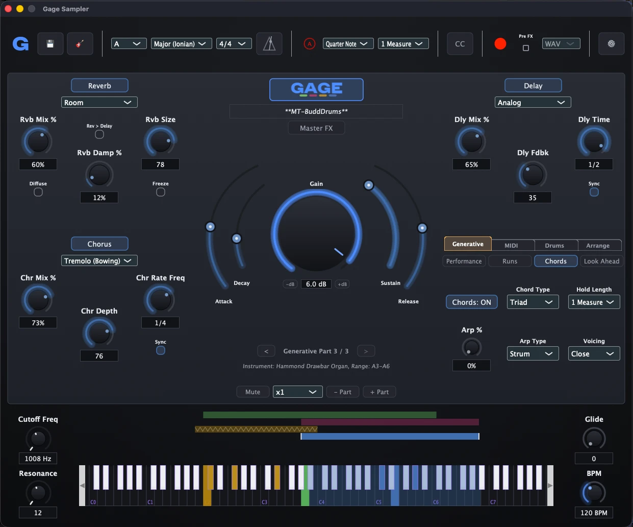 GAGE Sampler, the Generative tab